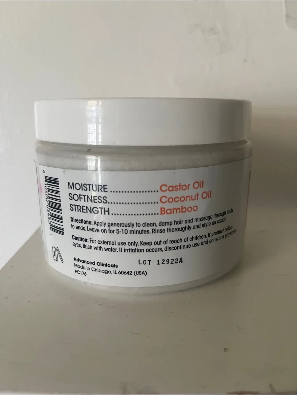 Advanced Clinicals Castor Oil Hair Mask - White & Orange